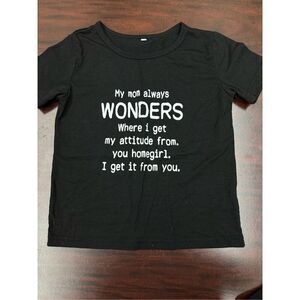 SHEIN Kids Black Short Sleeve Attitude Tee Shirt